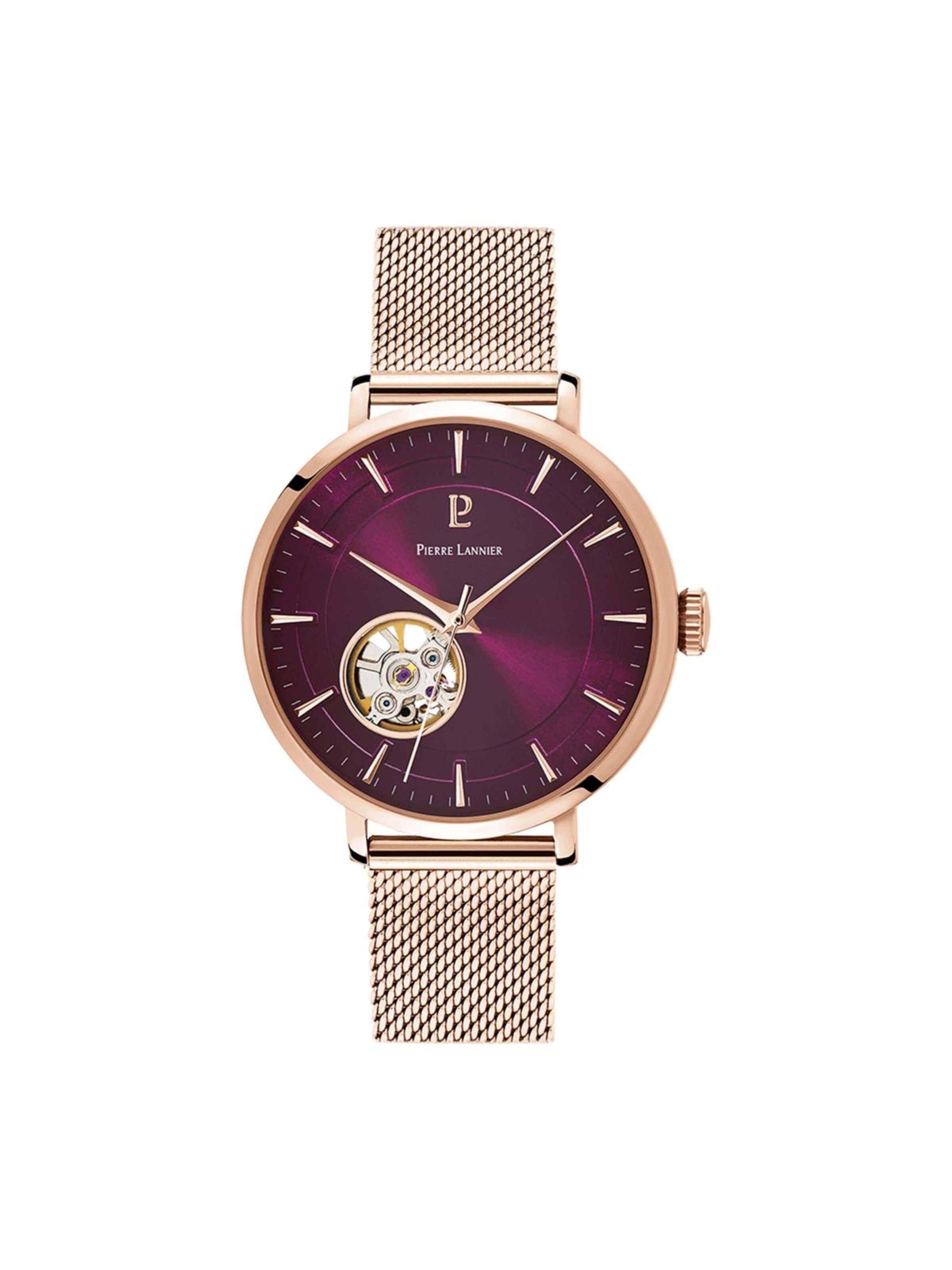 Montre à affichage analogique 'Pierre Lannier - Automatic watch Automatic - Automatic watch movement - Watch case width: 35 mm' Pierre Lannier en rose : devant