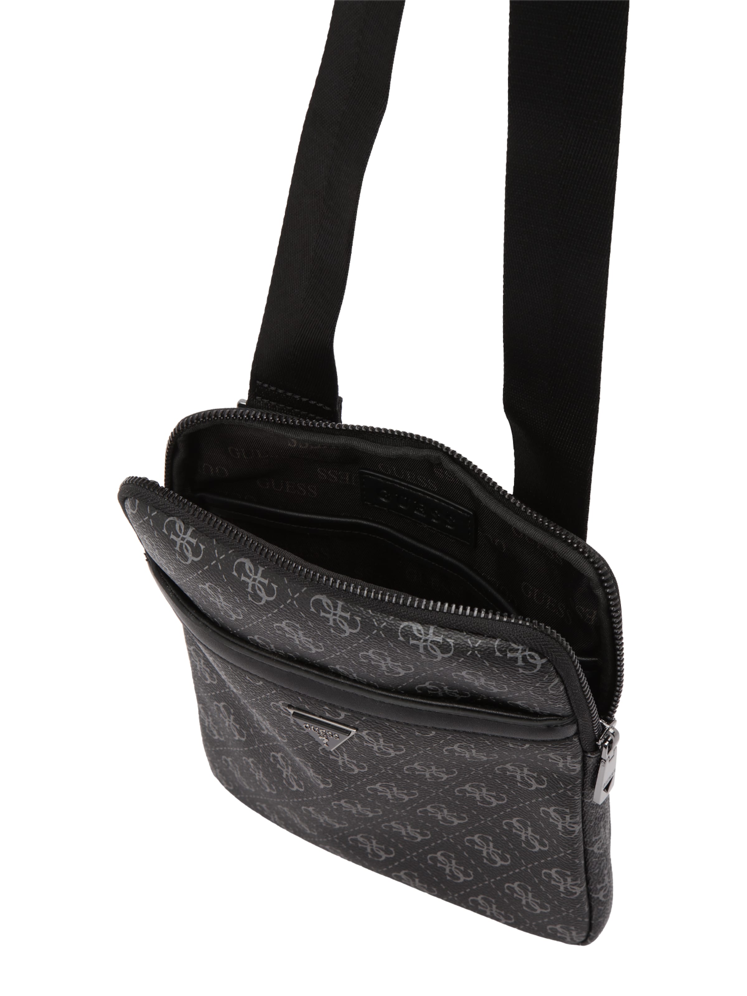 GUESS Skuldertaske 'MILANO CROSSBODY FLAT' i sort