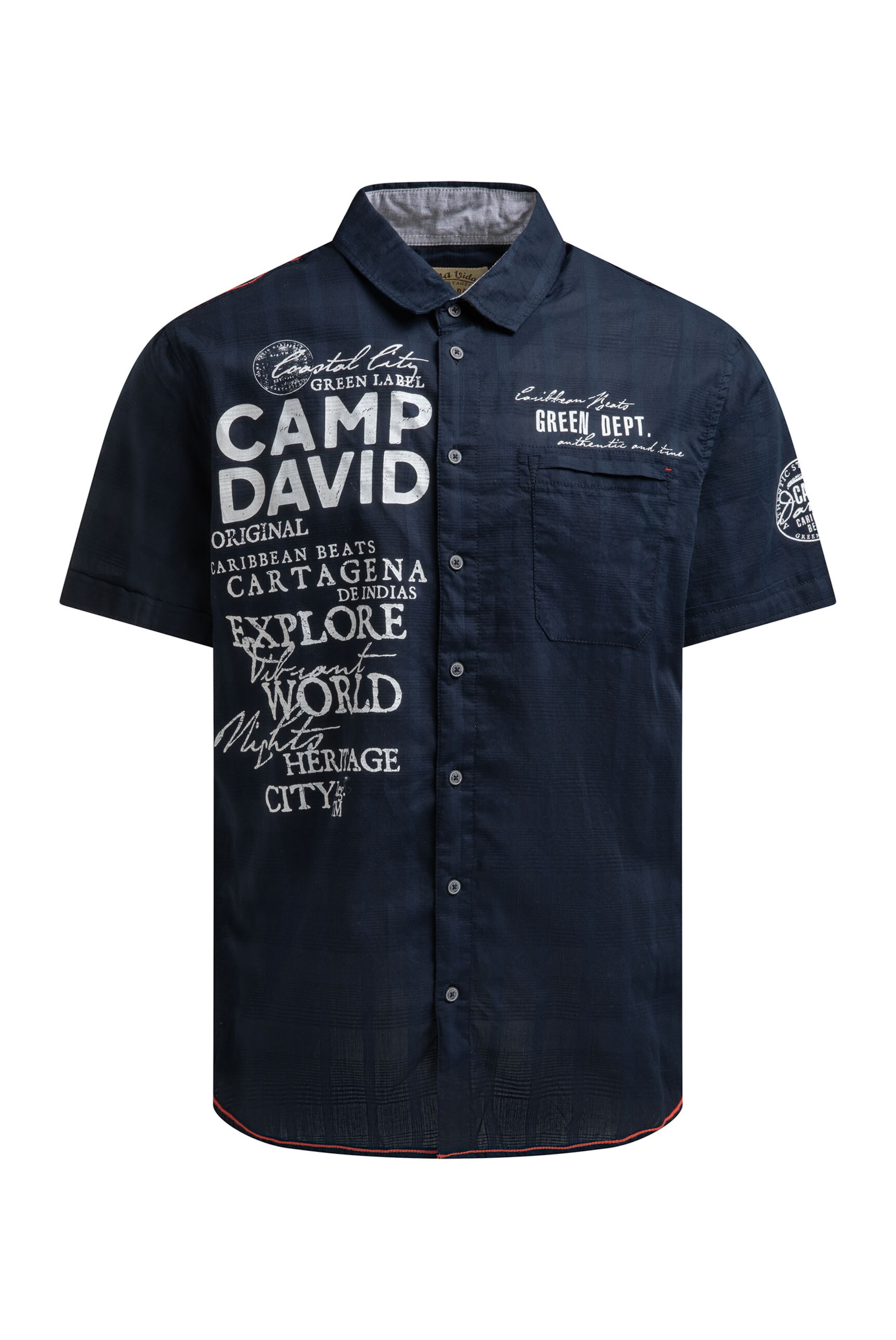CAMP DAVID Regular fit Button Up Shirt in Blue: front