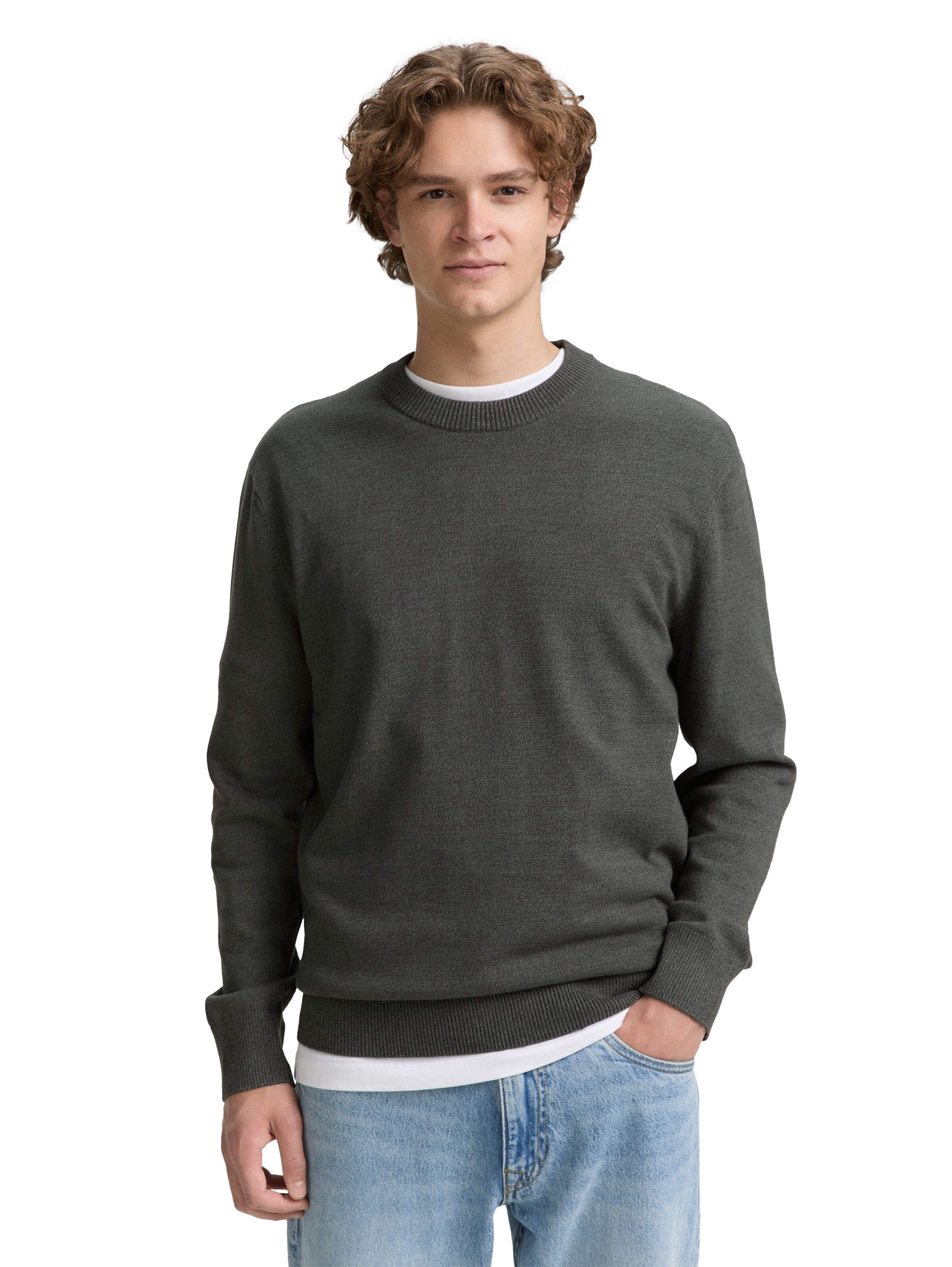 TOM TAILOR DENIM Sweater in Grey: front
