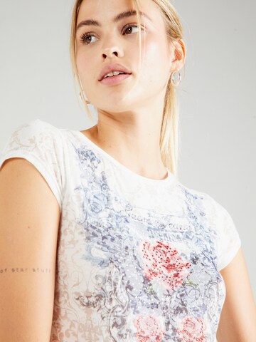 GUESS T-Shirt 'ROSE WINGS' in Weiß