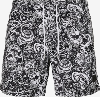 Urban Classics Big & Tall Kratke kopalne hlače | črna / bela barva, Prikaz izdelka