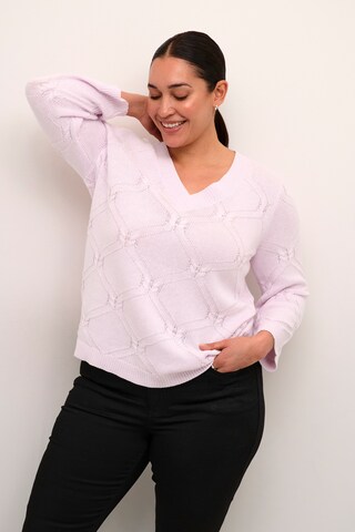 KAFFE CURVE Sweater 'Carlie' in Purple: front