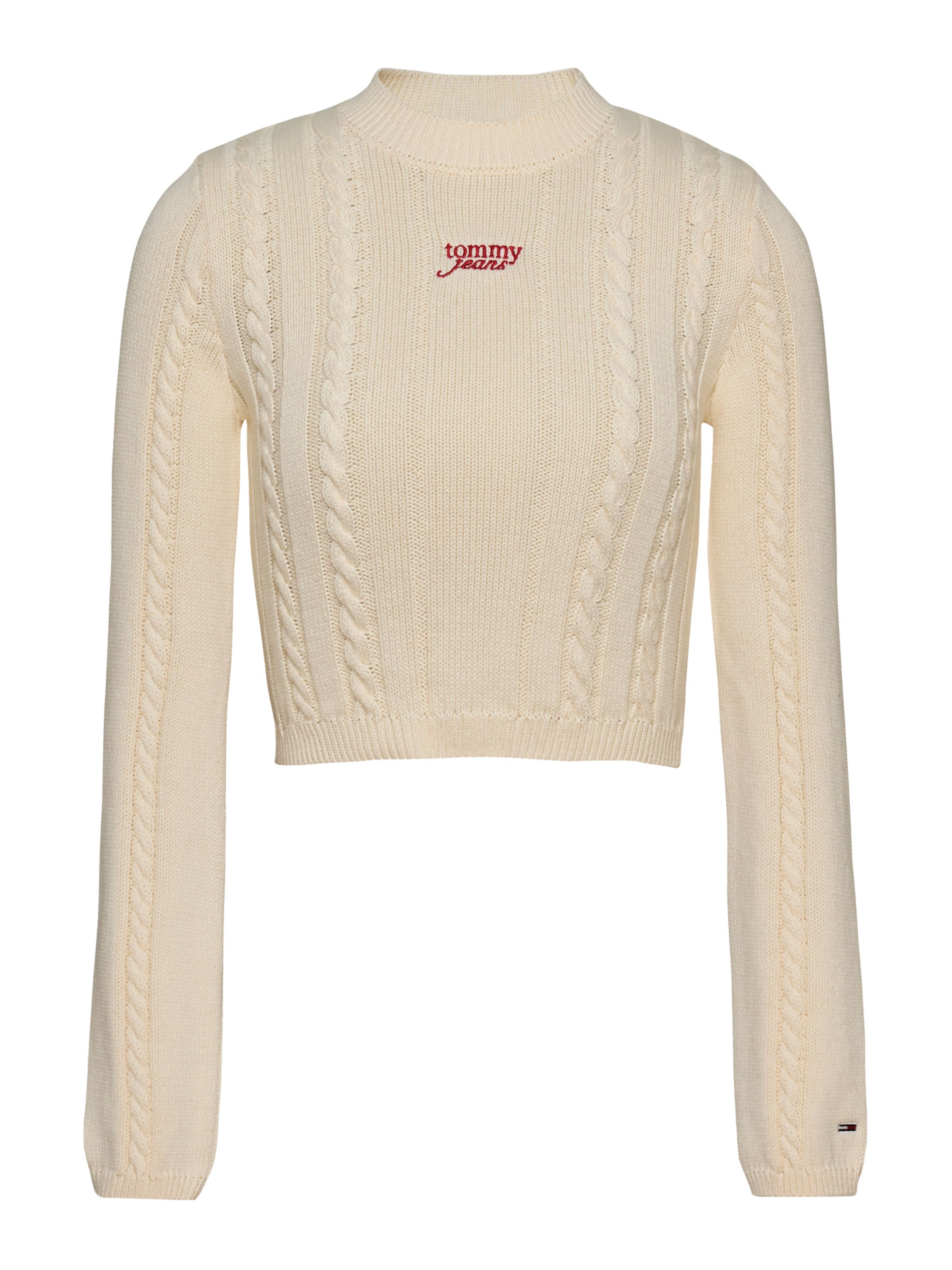 Tommy JeansPulover - bež boja: prednji dio