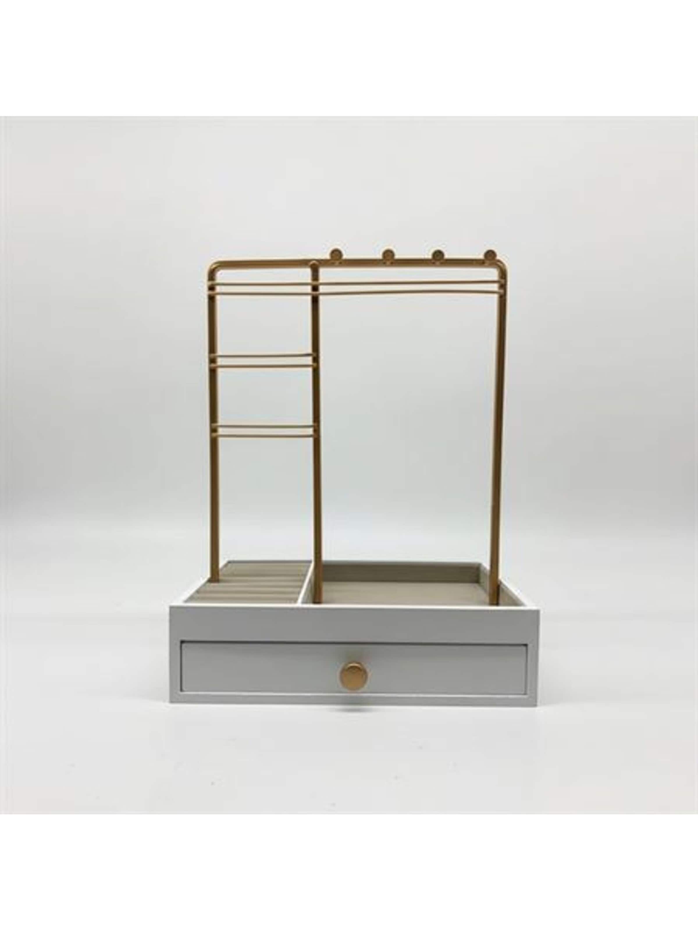 Boîte à bijoux 'UNIQ Smykkestativ / Smykkeskrin i Guld med Skuffe - Holder til øreringe, ringe & kæder (29 cm)' UNIQ Beauty en or