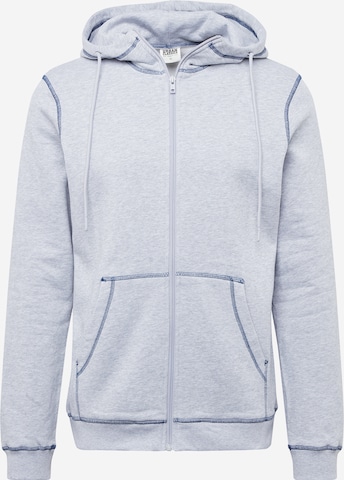 Urban Classics Regular fit Zip-Up Hoodie in Grey: front