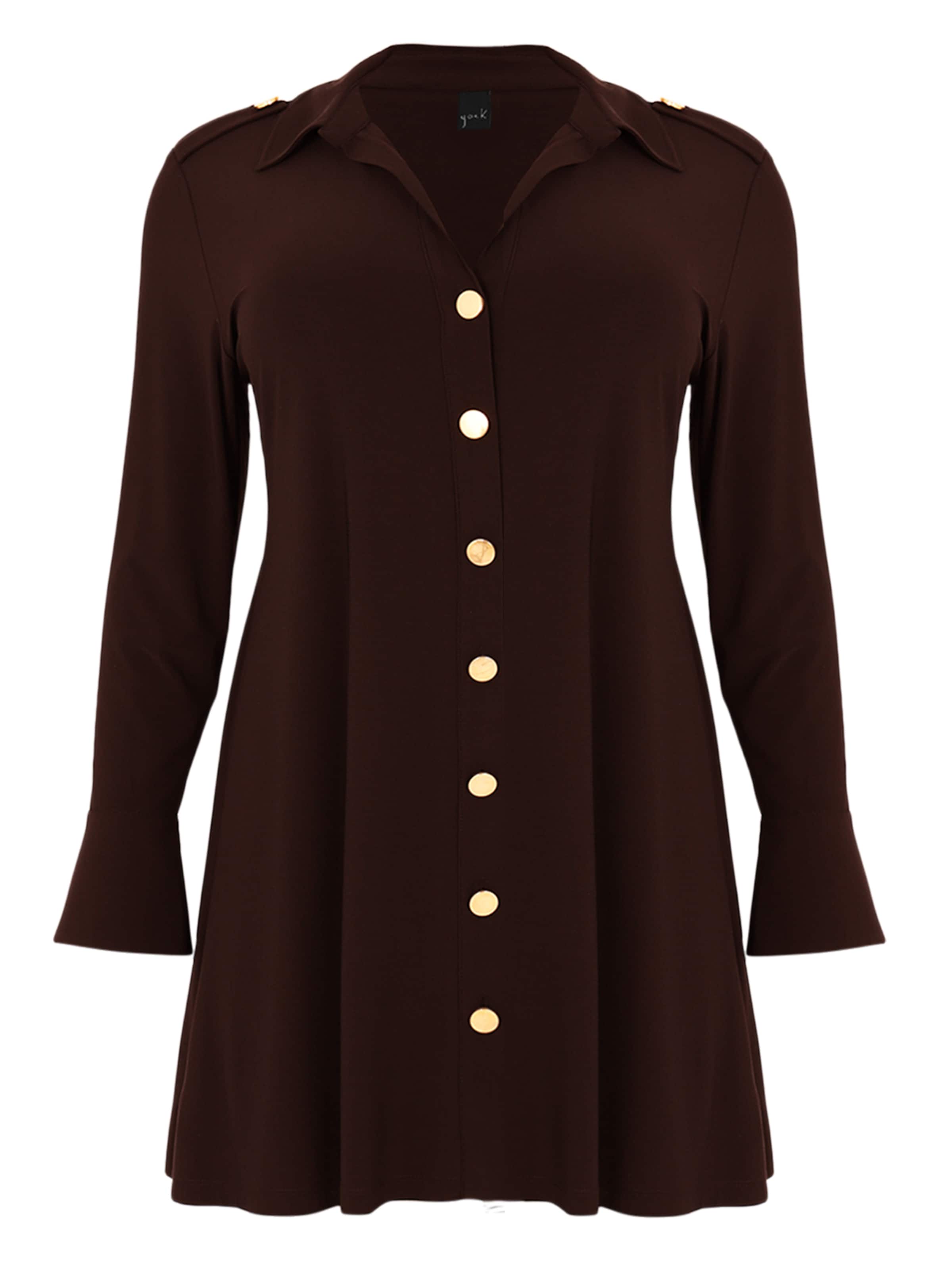 YOEK Tuniek 'With collar' in Bruin: voorkant