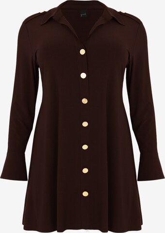 Yoek Tunic 'With collar' in Brown: front