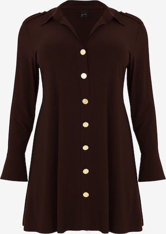 Yoek Tunic 'With collar' in Brown: front