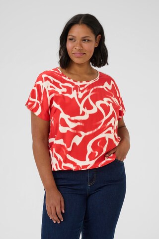 KAFFE CURVE Blouse 'Maren' in Rood: voorkant