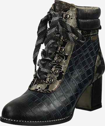 Laura Vita Lace-Up Ankle Boots in Black: front