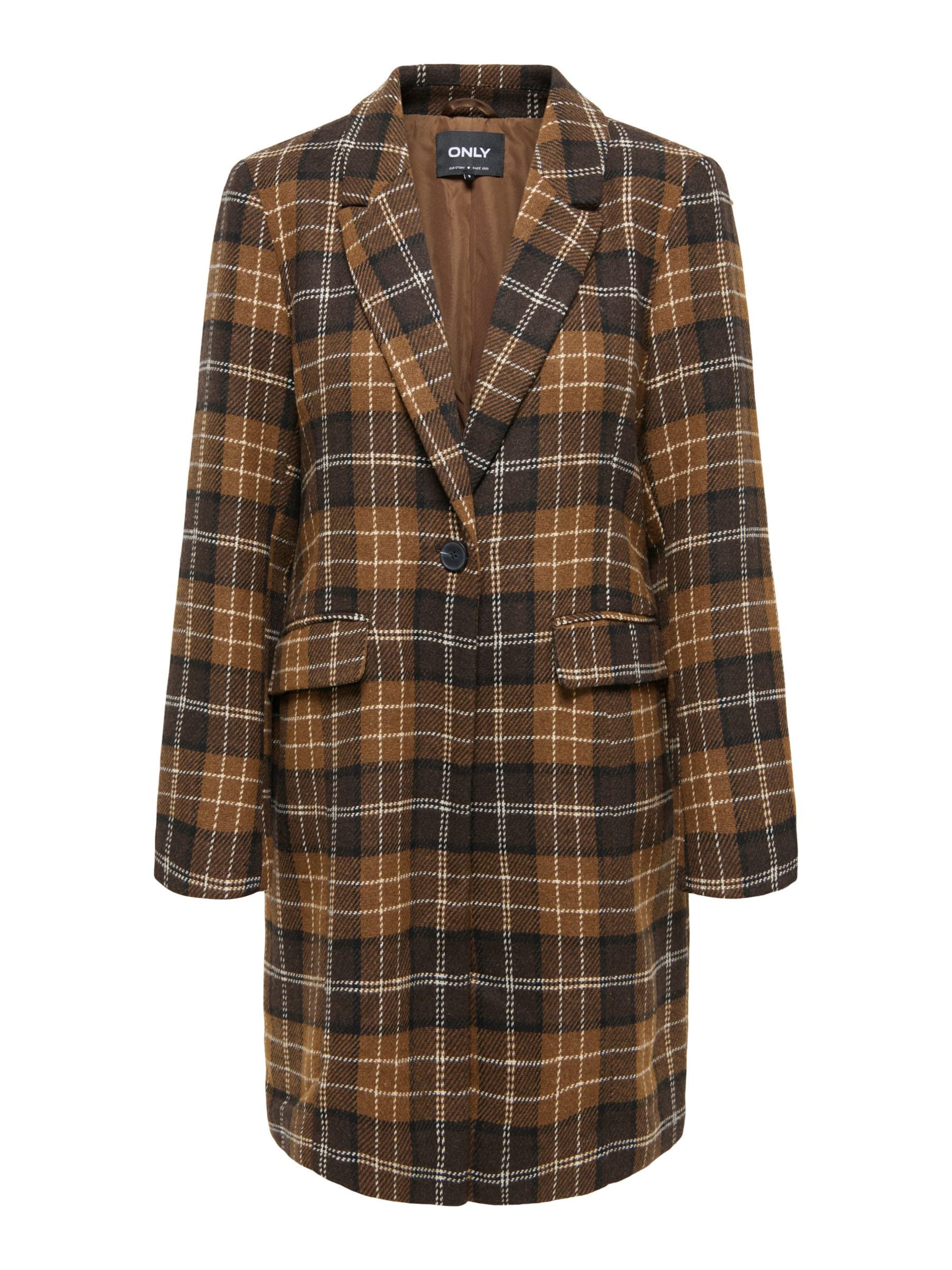 Cappotto di mezza stagione 'ONLGABRIELLE' in XS ONLY di colore caramello / marrone scuro / bianco, Visualizzazione prodotti