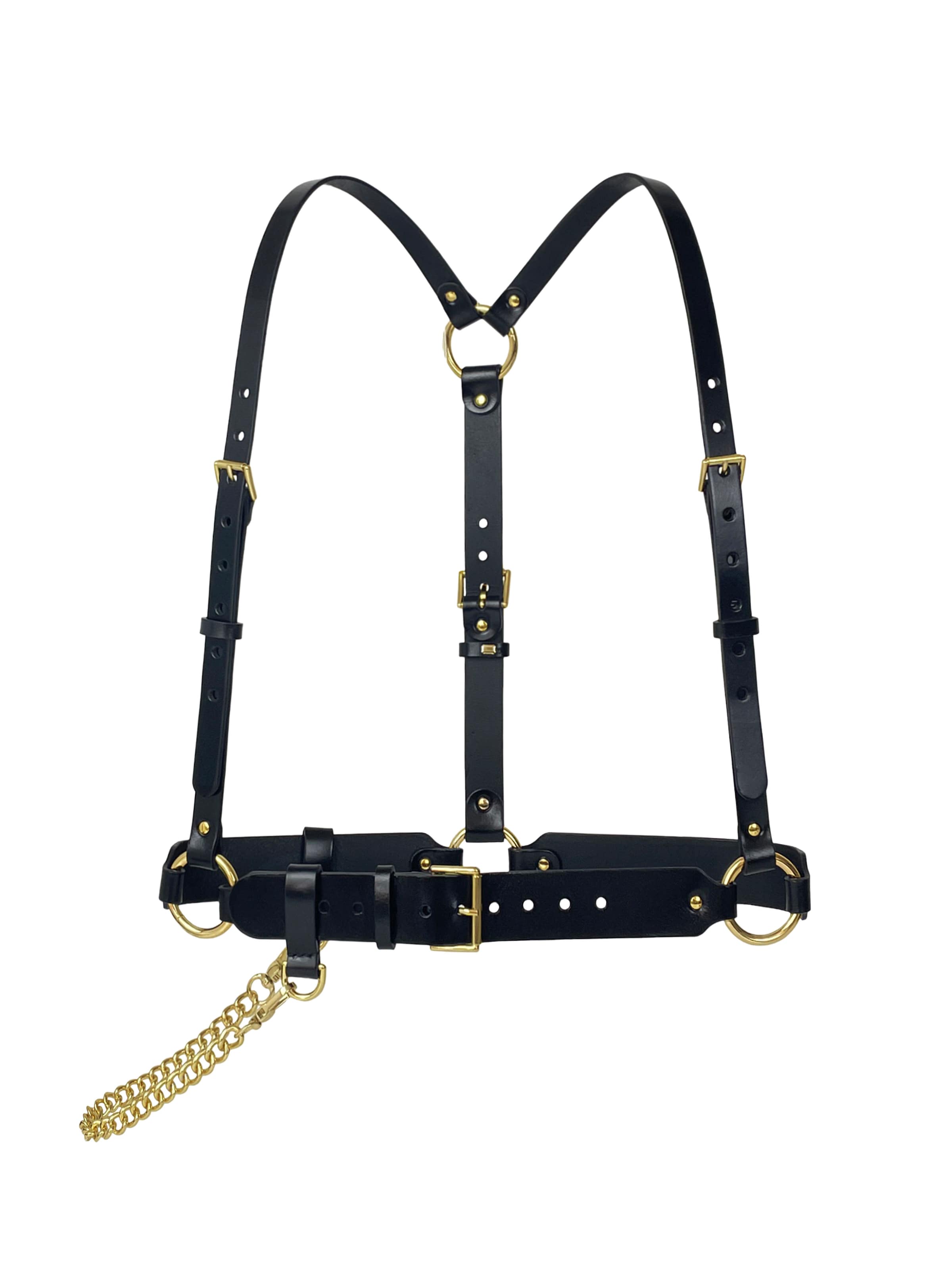 Haute Cuir Belt 'Chained Harness' in Black: front