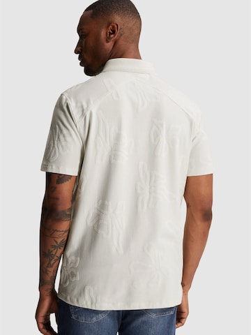 CAST IRON Shirt 'Polo shirt with allover jacquard pattern' in Wit