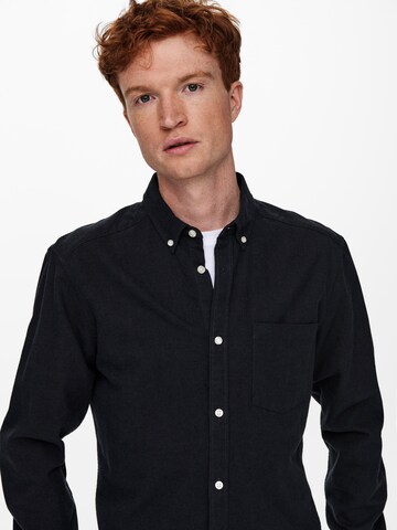 Only & Sons Regular fit Button Up Shirt 'Niko' in Blue