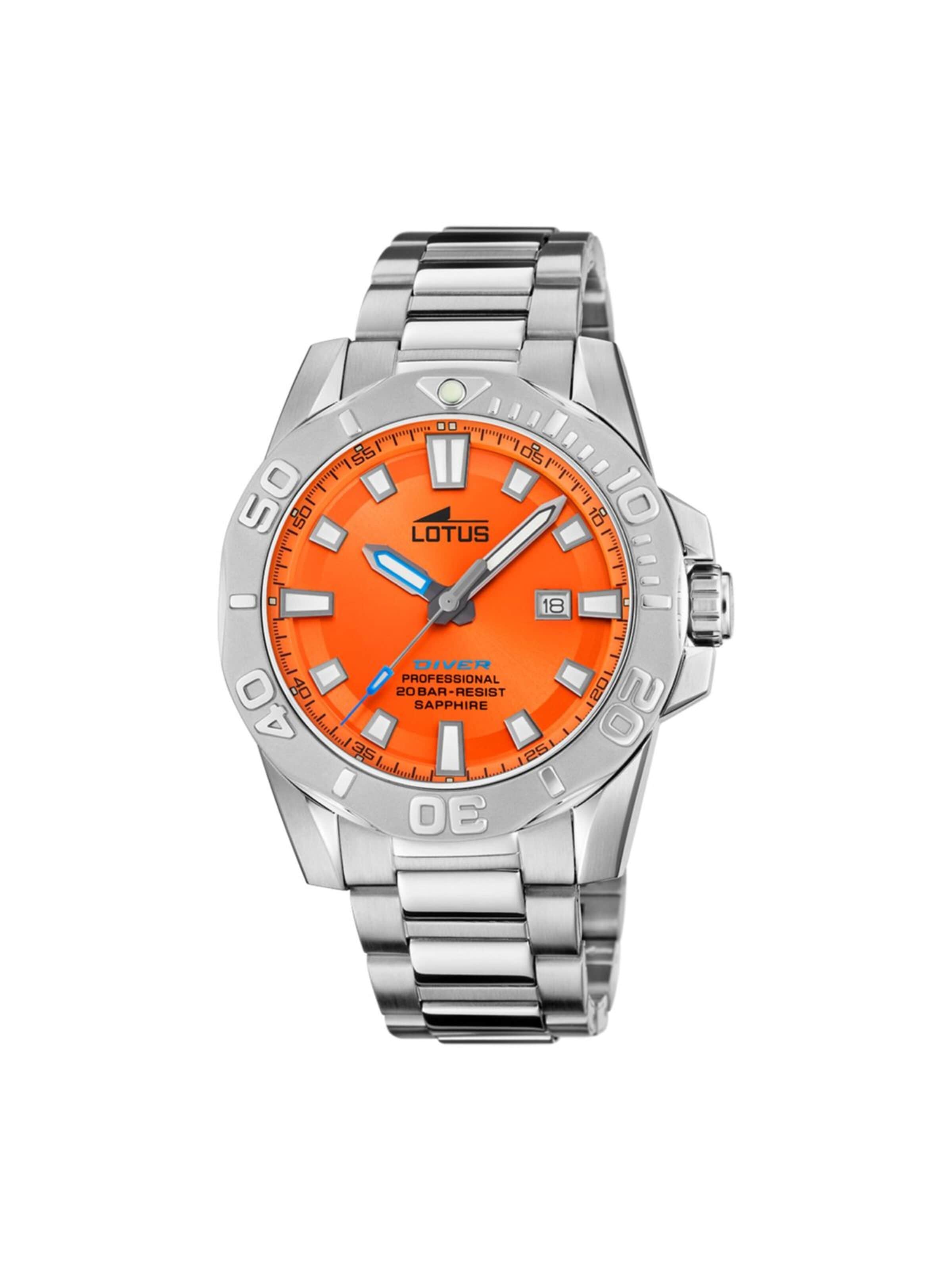 Lotus Analoguhr‌‌‌‌‌ in Orange: Vorderseite