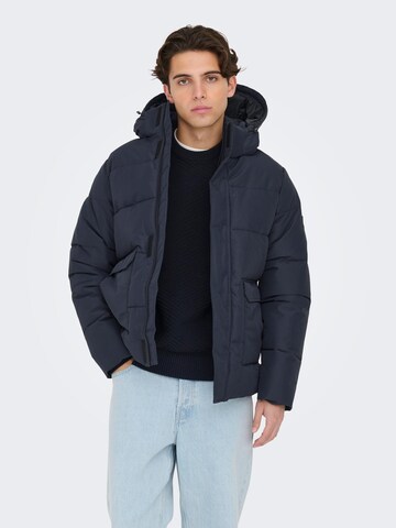 Only & Sons Winterjas 'Carl' in Blauw: voorkant