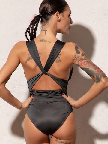 JIORO Triangel Badeanzug 'GOLDEN ROSES'‌‌ in Schwarz