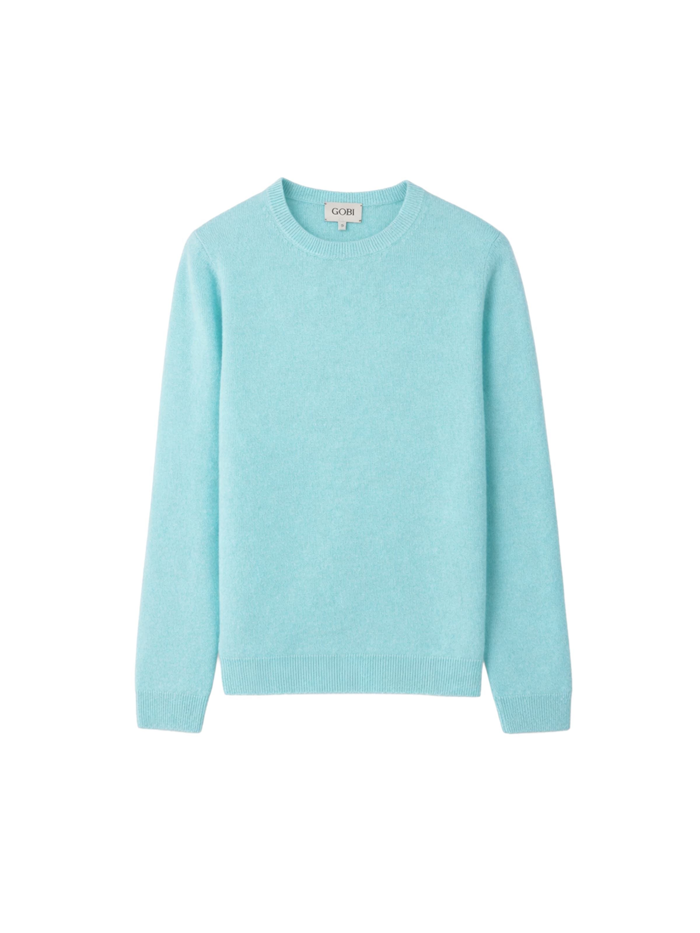 GOBI Cashmere Trui 'Women's Essential Cashmere Crewneck Sweater' in Blauw: voorkant