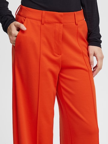 Wide Leg Pantalon à plis ICHI en orange