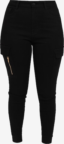 Pantalon cargo Elara en noir : devant