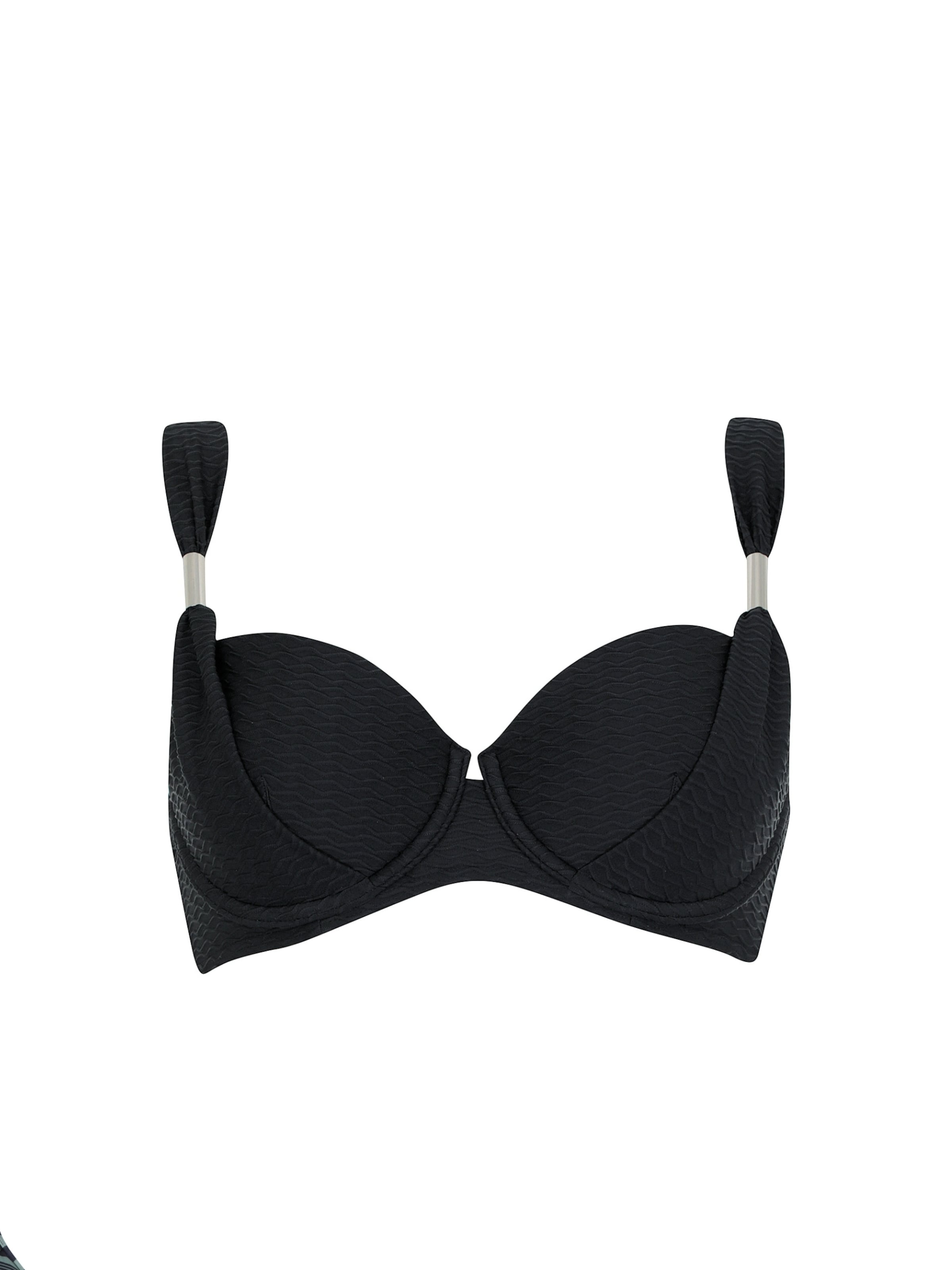 OLYMPIA T-shirt Bikini Top in Black: front