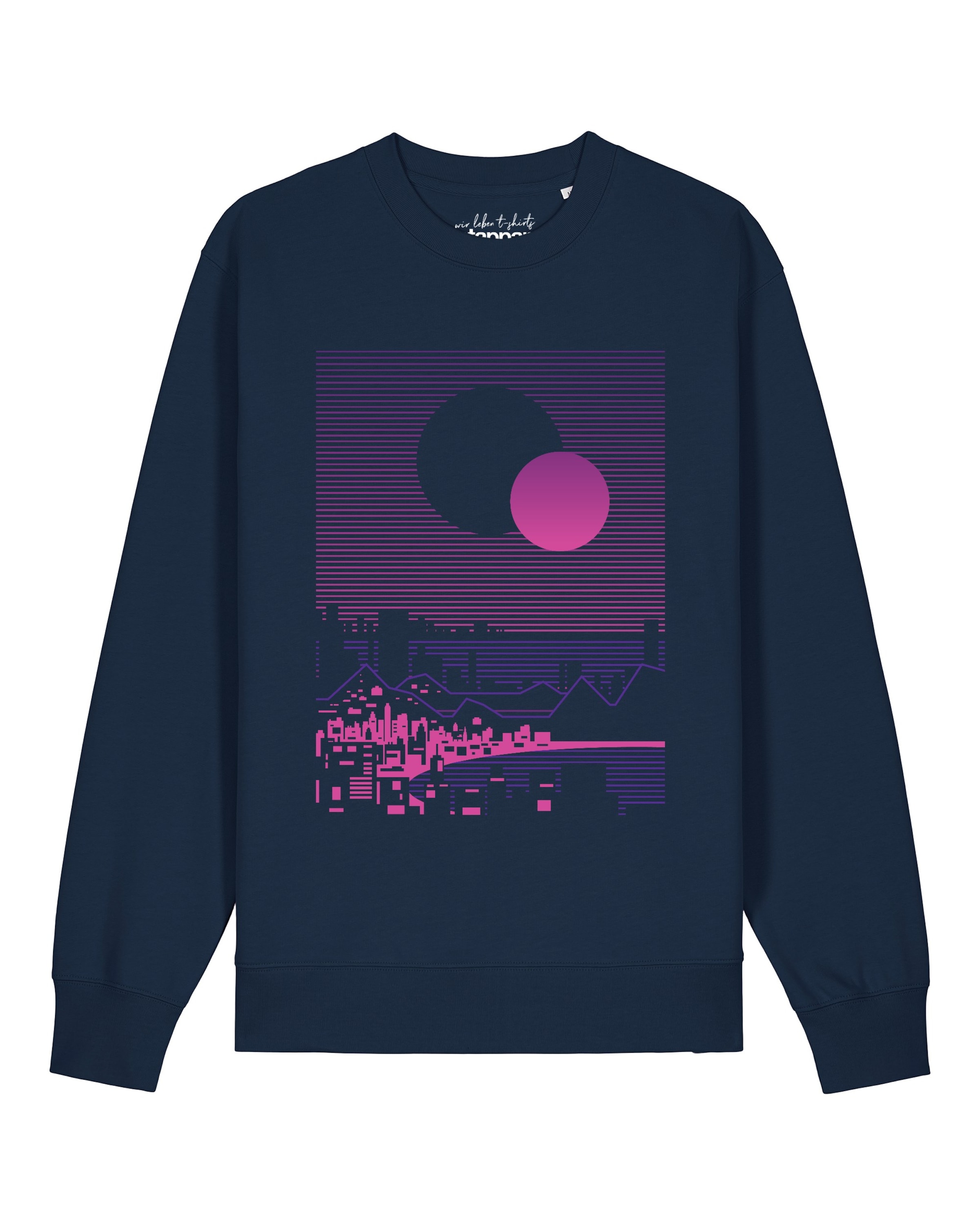 Watapparel Sweatshirt 'Sun And Moon Skyline' in Blauw: voorkant