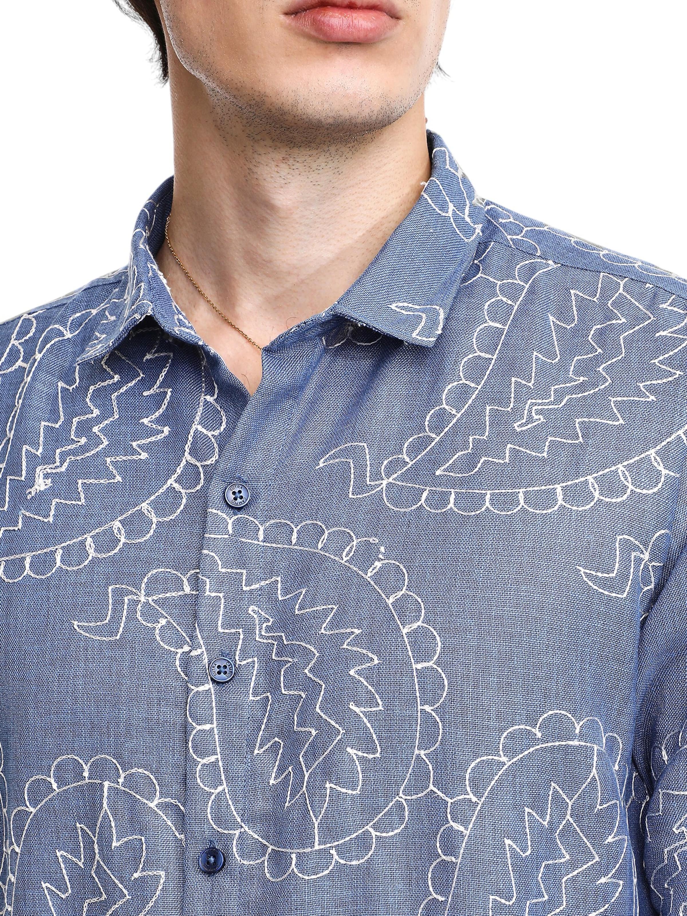 Coupe regular Chemise 'Zelma' Campus Sutra en bleu