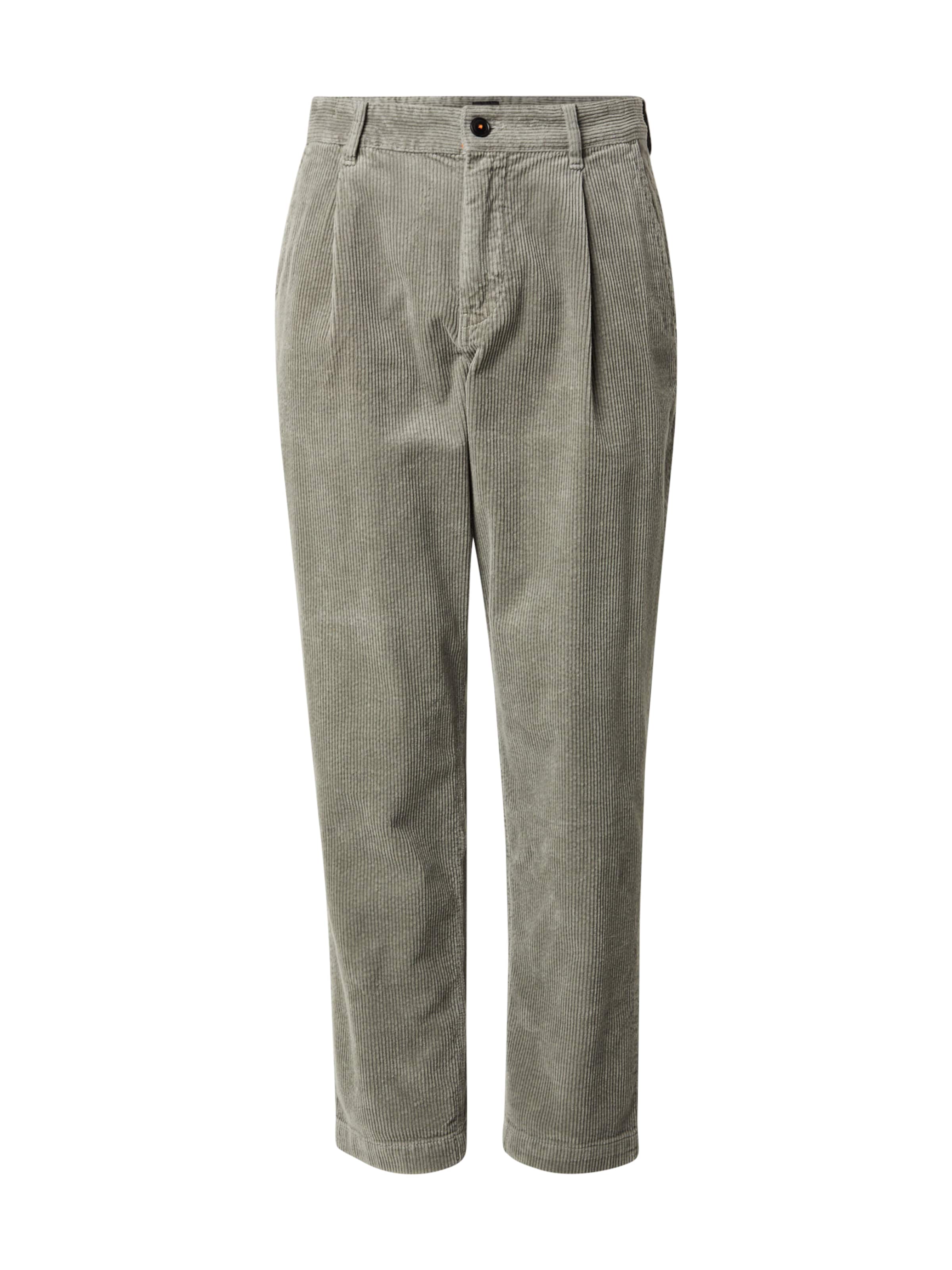 BOSS Обычный Брюки со складками 'Shyne' в Серый: спереди