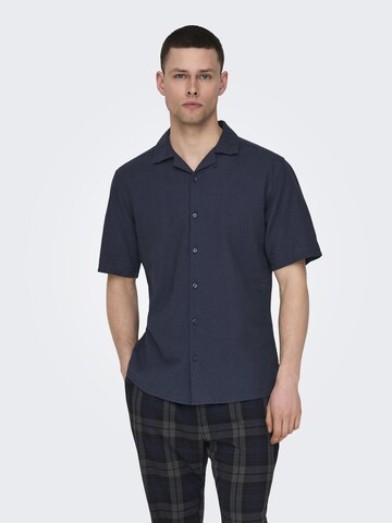 Only & Sons Slim fit Button Up Shirt 'ONSCaiden' in Blue: front