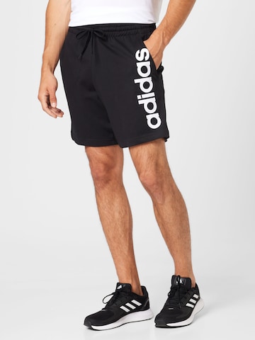 ADIDAS SPORTSWEAR Regular Workout Pants 'Aeroready Essentials Linear Logo' in Black: front