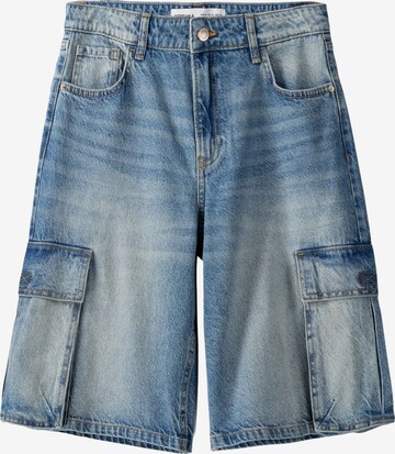 Bershka Loosefit Cargojeans in Blauw: voorkant