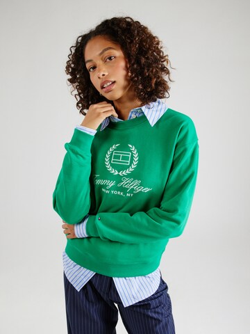 Sweat-shirt TOMMY HILFIGER en vert : devant