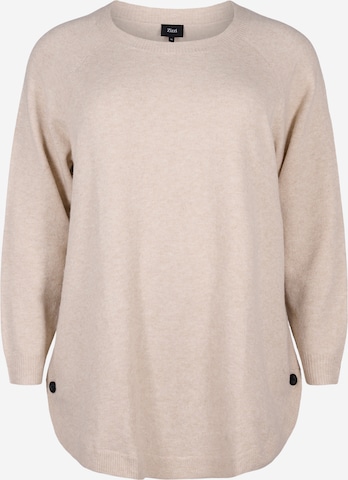 Pull-over 'Sunny' Zizzi en beige : devant