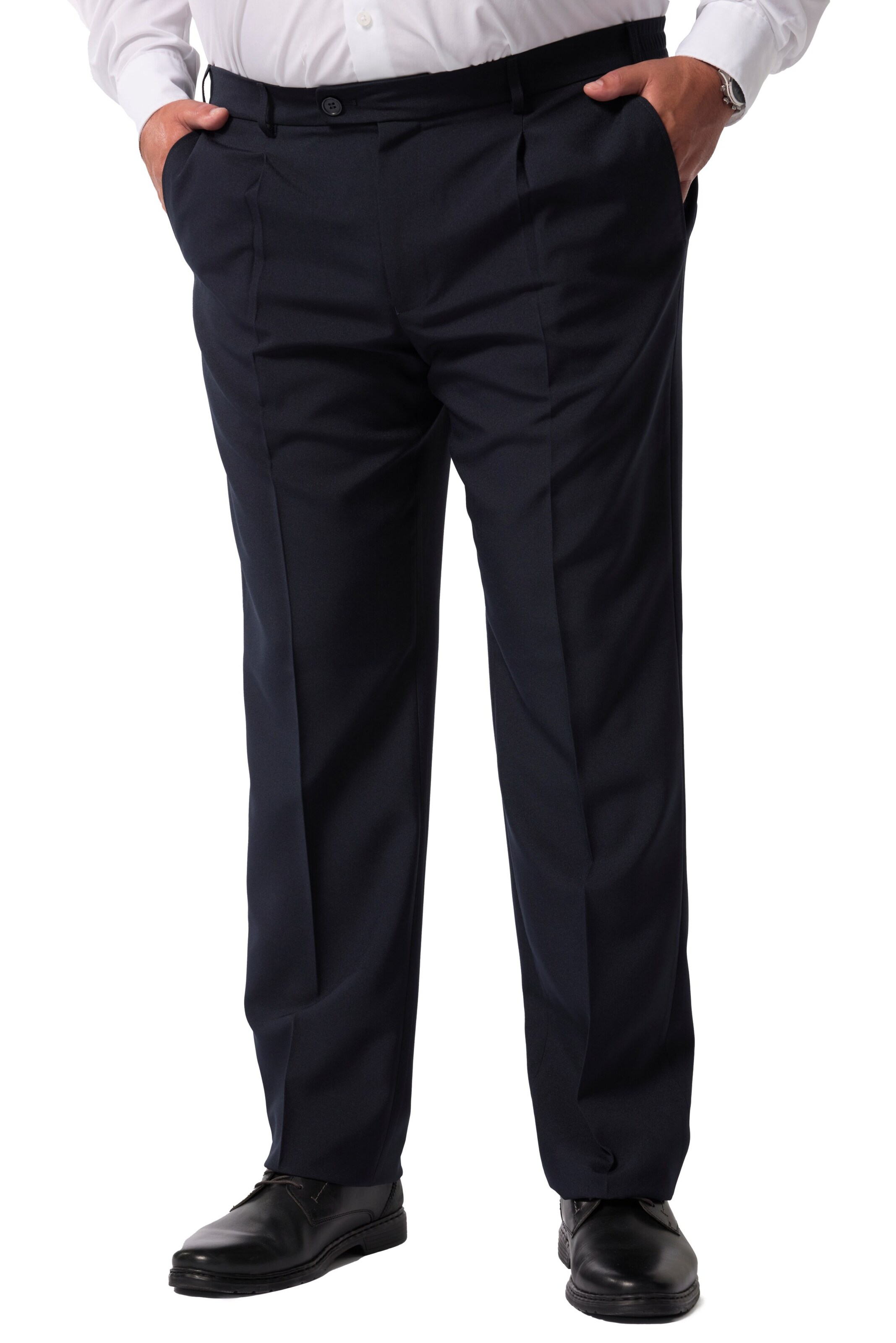 Men Plus Regular Pleated Pants in Blue: front