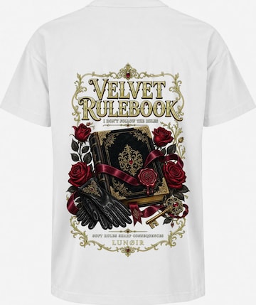 LUNØIR Studio Shirt 'Velvet Rulebook' in Weiß: Vorderseite