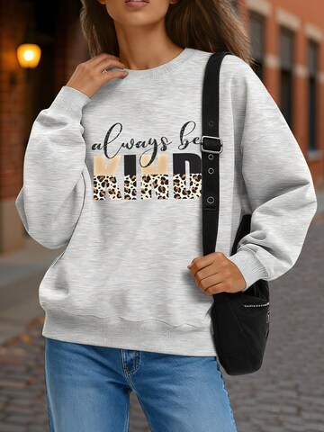 GORHEY - Sudadera 'Women's Oversized Sweatshirt with Leopard Print Letters, Warm Fleece Blend' en gris: frente