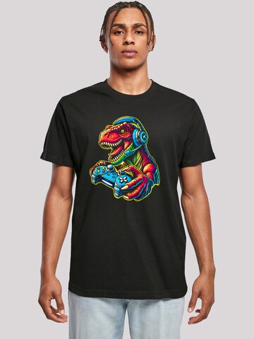 T-Shirt 'Dinosaurier Gamer' F4NT4STIC en noir : devant