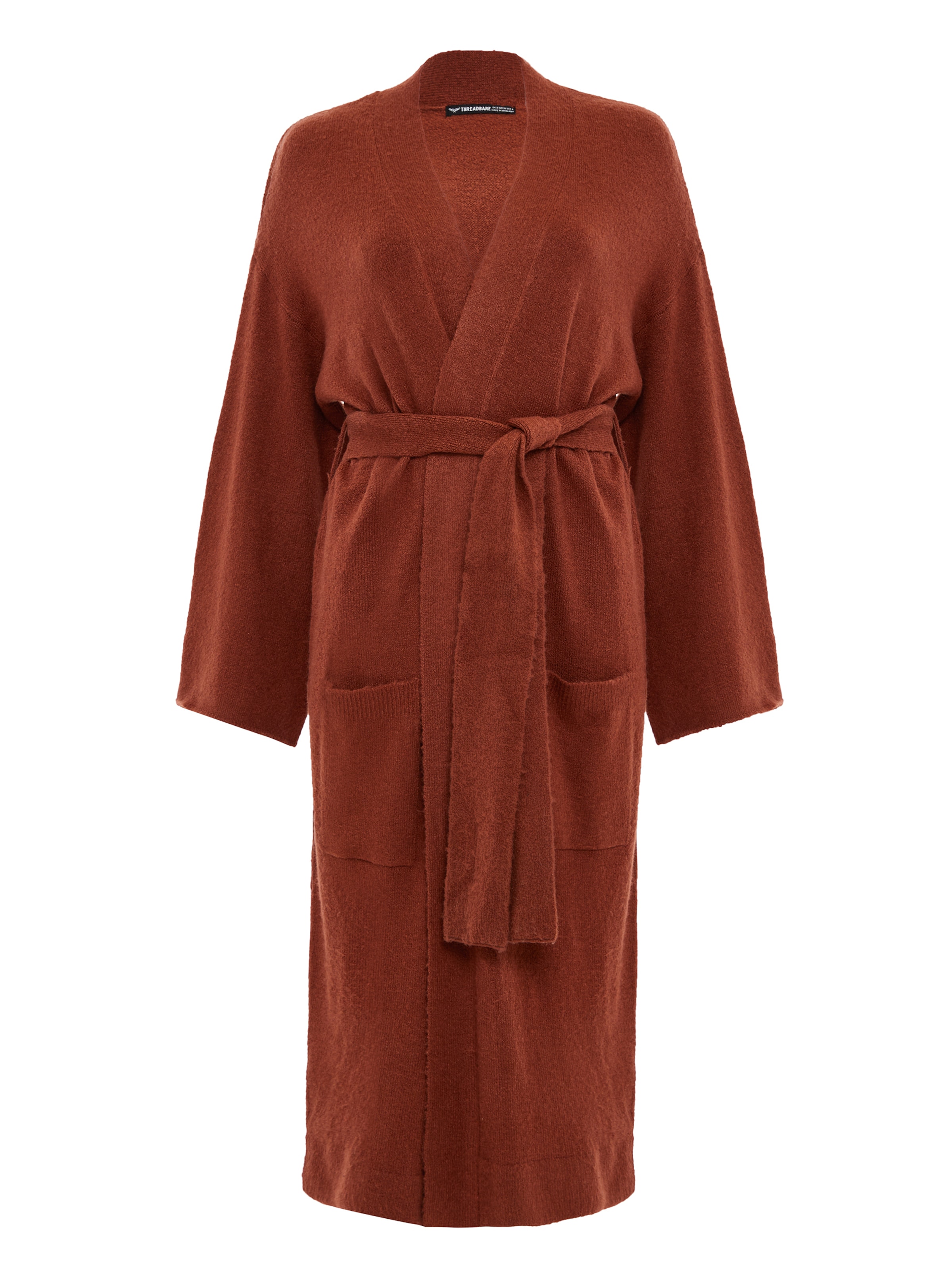 Threadbare Strickjacke 'Emerald' in Braun: Vorderseite