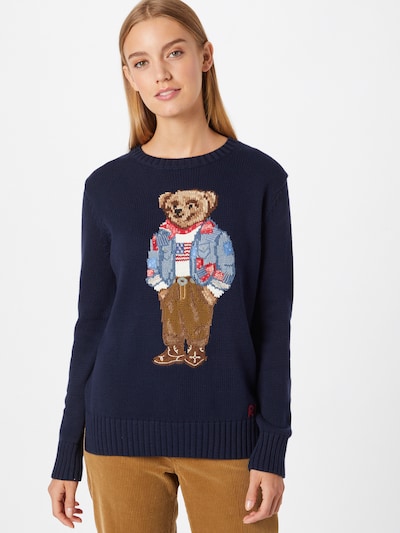 Pulover Polo Ralph Lauren pe bleumarin / albastru deschis / maro / roșu / alb, Vizualizare model