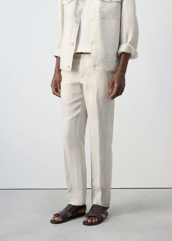 MANGO MAN Regular Pleated Pants 'Soller' in Beige: front