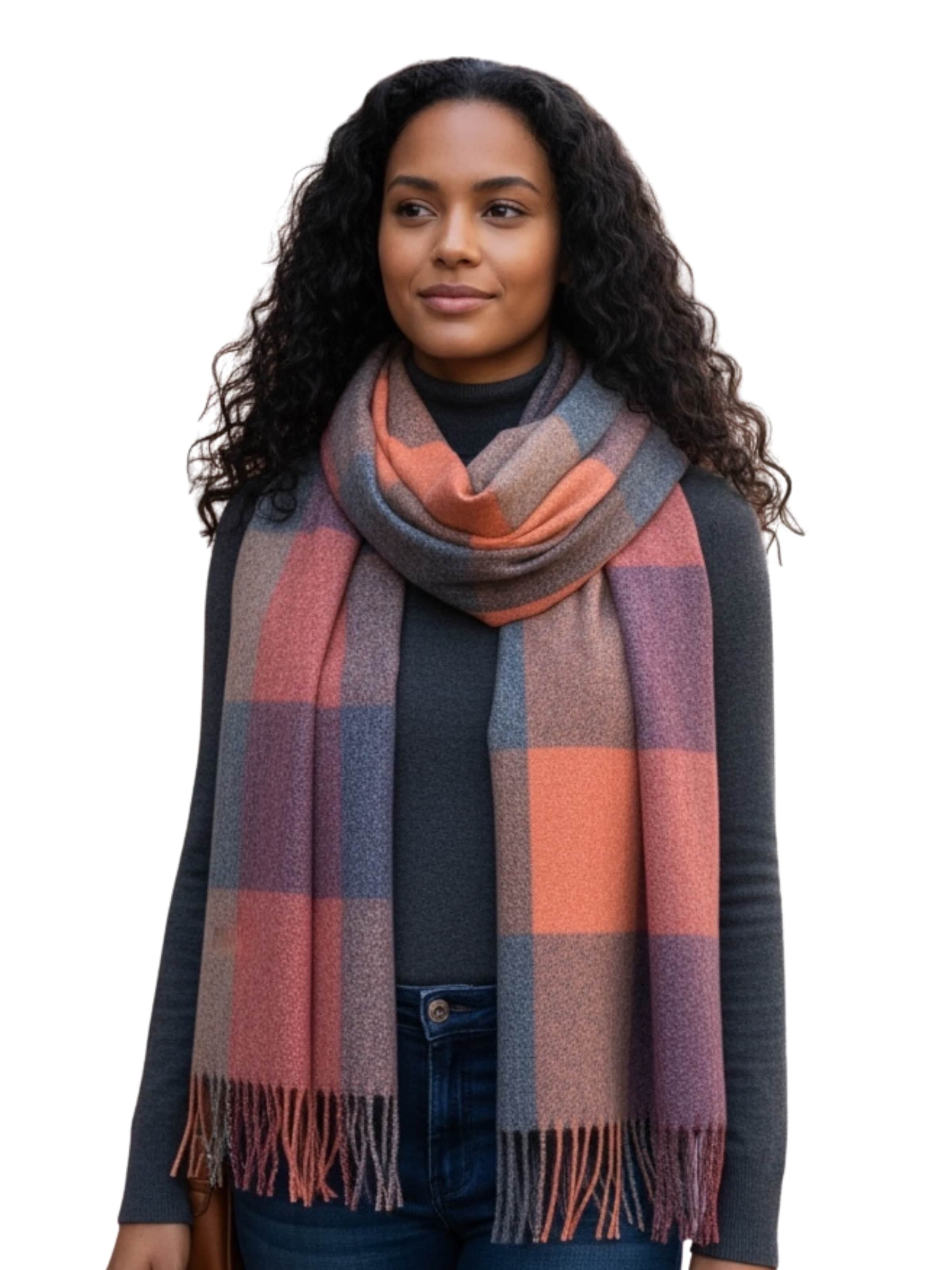 Kumixi Scarf 'Fransen' in Orange: front