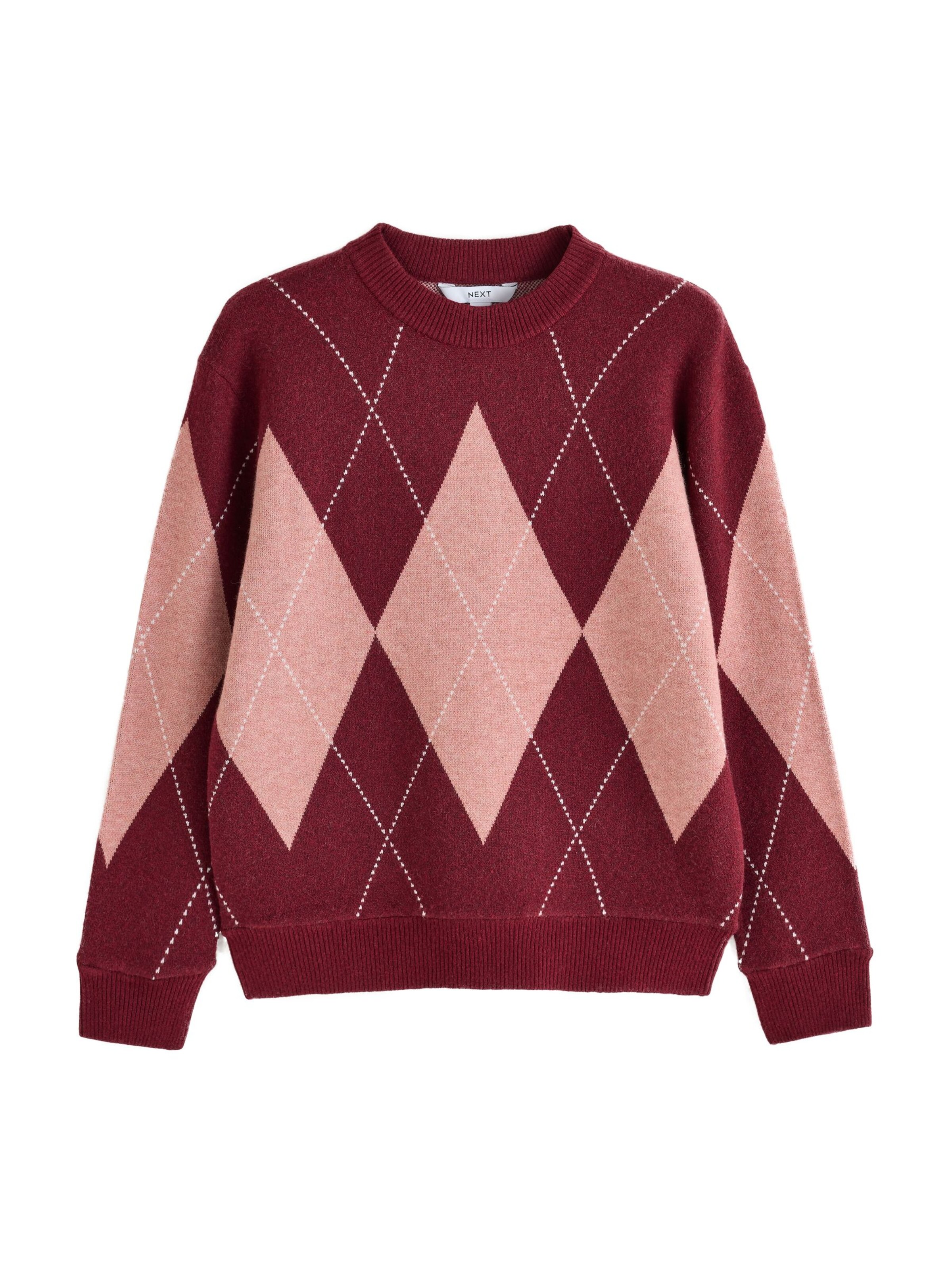 Pullover in XS Next di colore rosa antico / rosso vino / bianco, Visualizzazione prodotti