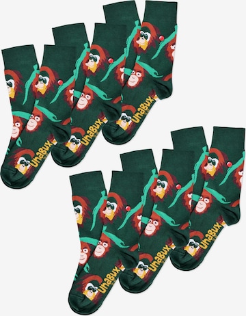 UNABUX Socks ' GRUMBLE IN THE JUNGLE ' in Green: front
