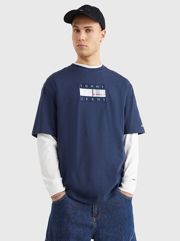 Tommy Jeans - Camiseta 'Tartan' en azul: frente