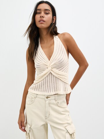 Pull&Bear Stricktop in Beige: Vorderseite