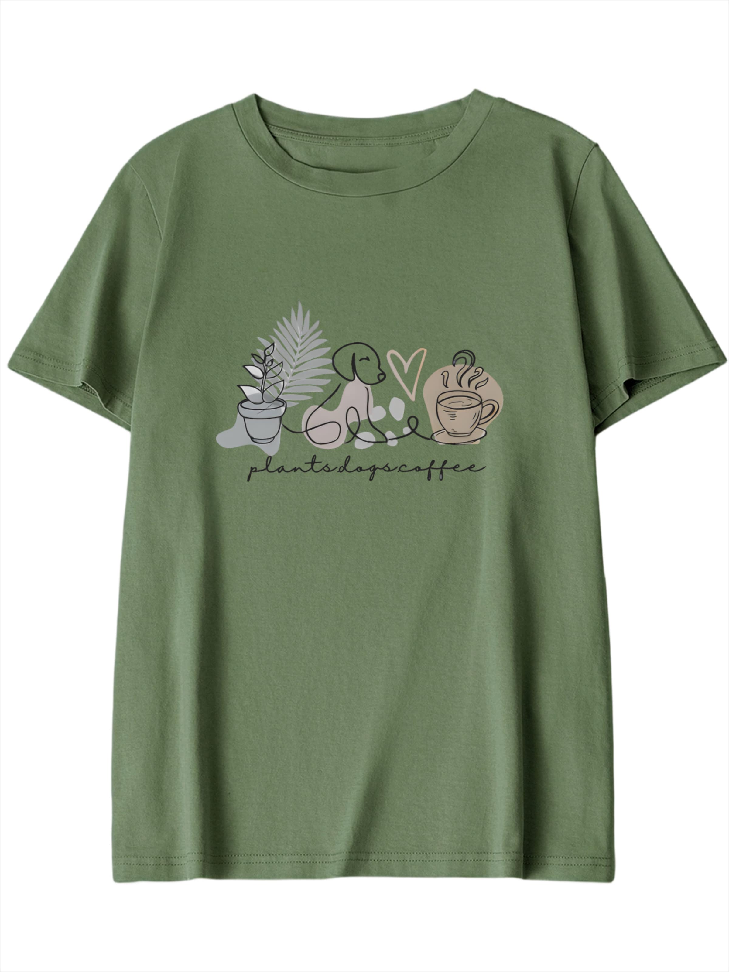 GORHEY Shirt 'Women's Summer Casual Cotton T-Shirt with Flowers Print' in L/Regular in Green, Item view