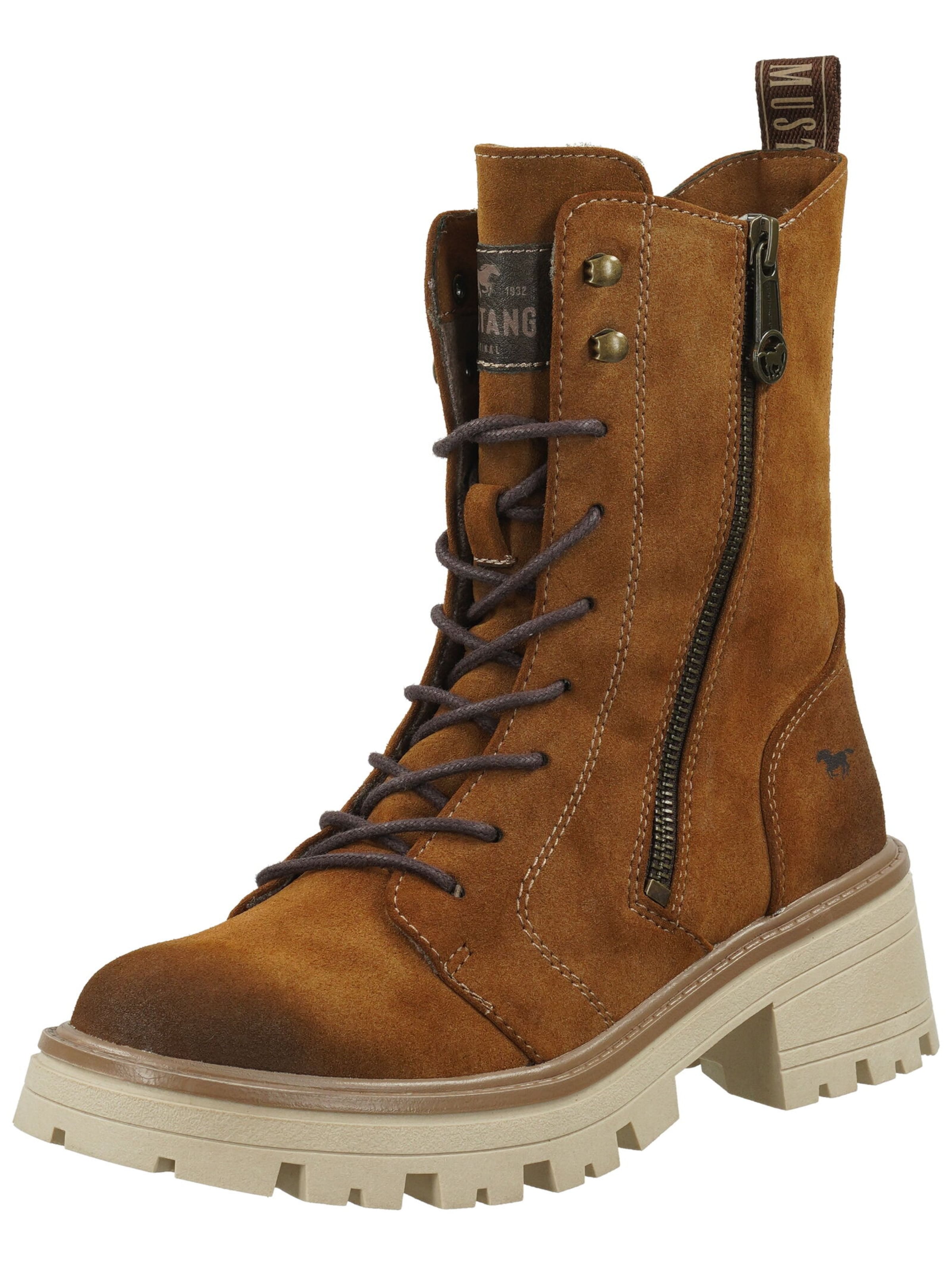 Bottines à lacets MUSTANG en marron : devant