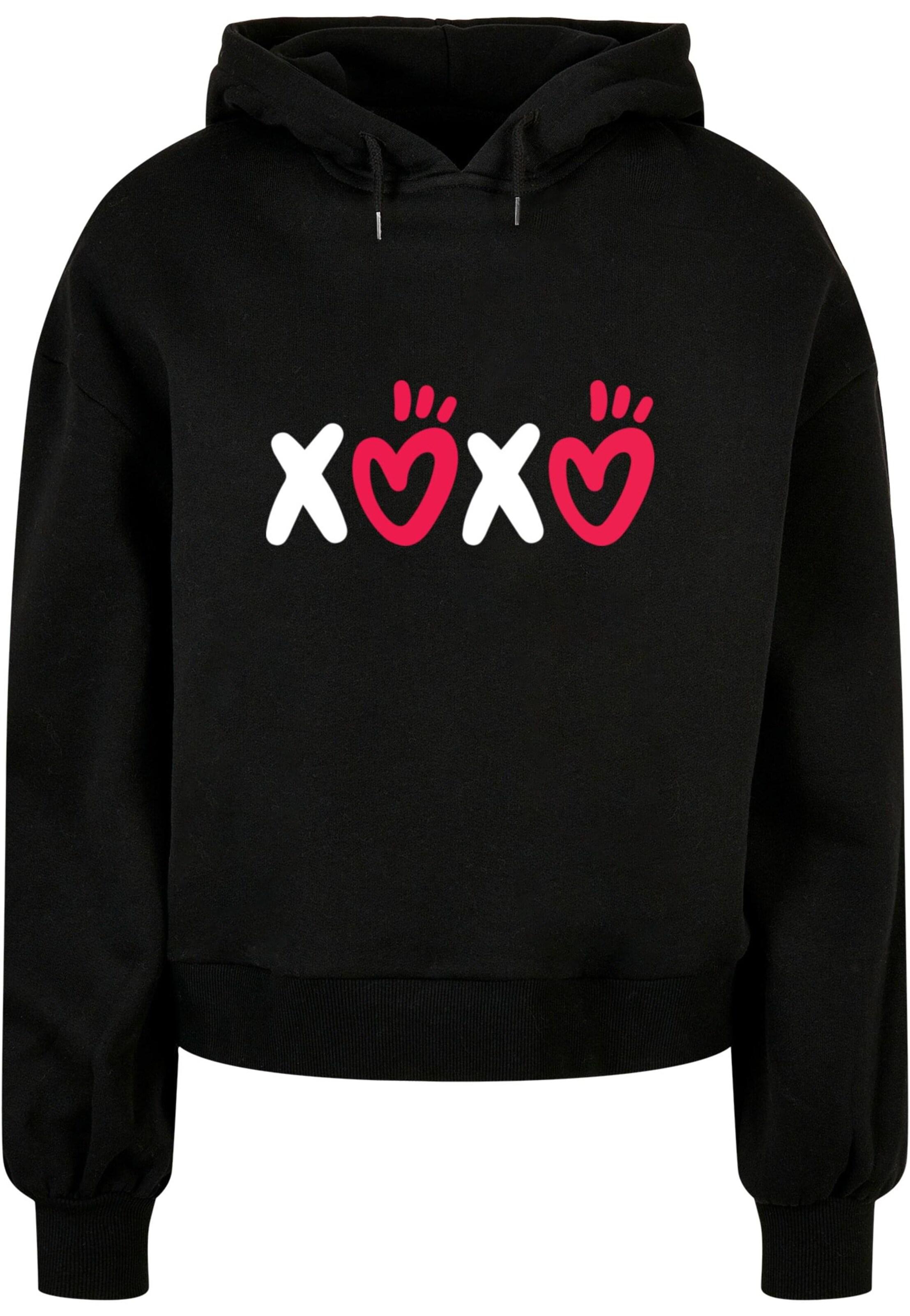 Merchcode Sweatshirt 'Valentines Day - XOXO' in Zwart: voorkant
