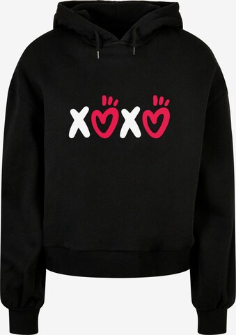 Merchcode Sweatshirt 'Valentines Day - XOXO' in Black: front